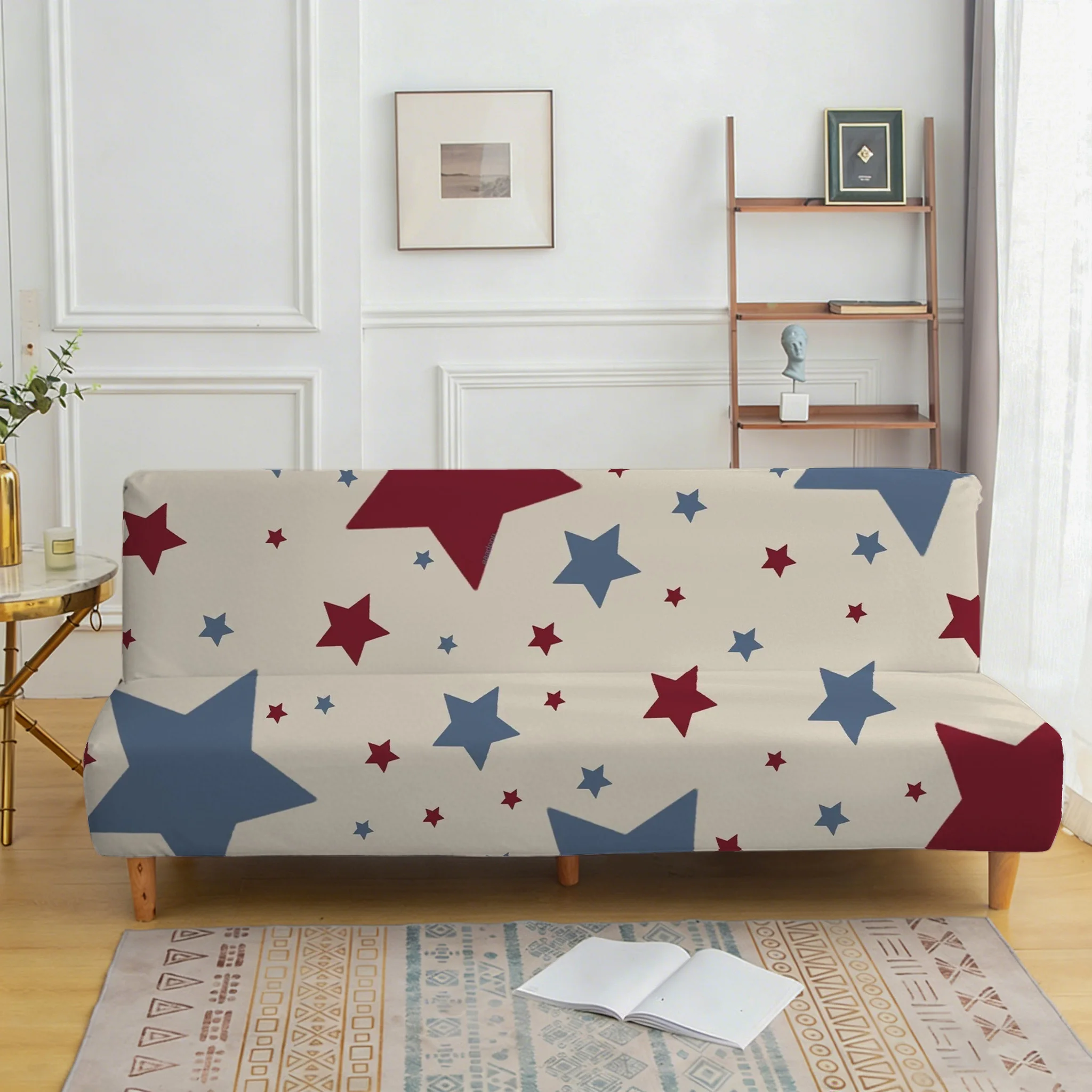 Contrasting color star sofa bedspread, elastic sleeveless sofa cover, dustproof and non-slip furniture protective cover