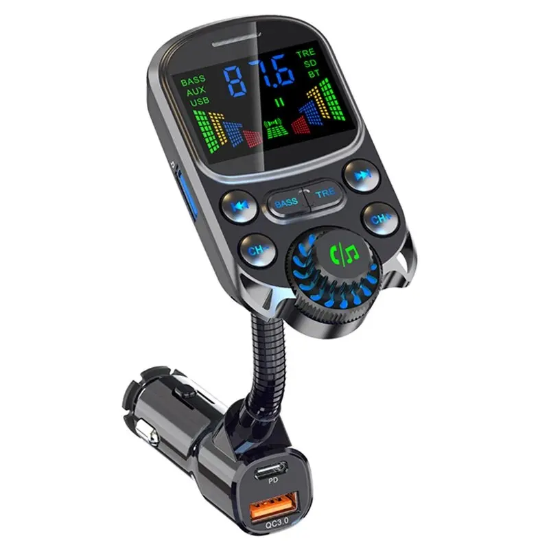 

Автомобильный FM-передатчик, беспроводная громкая связь, автомобильный комплект, бас, 3,5 мм, AUX, аудиоприемник QC3.0 PD, 30 Вт, быстрая зарядка, Mp3-плеер
