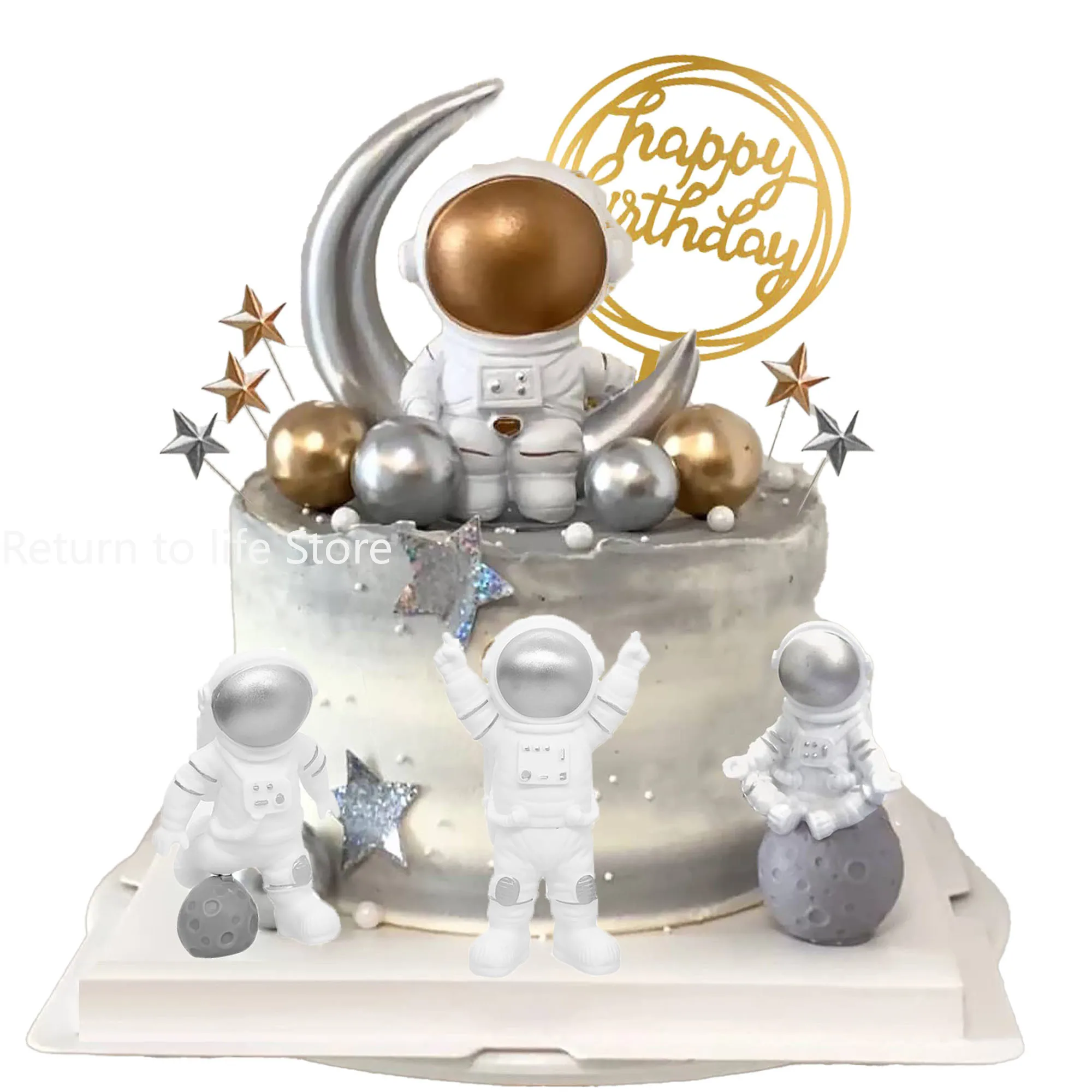 Astronauta Cake Decoration Set Space decorazioni per feste di compleanno per bambini Boy Baby Shower Universe Planets forniture per feste