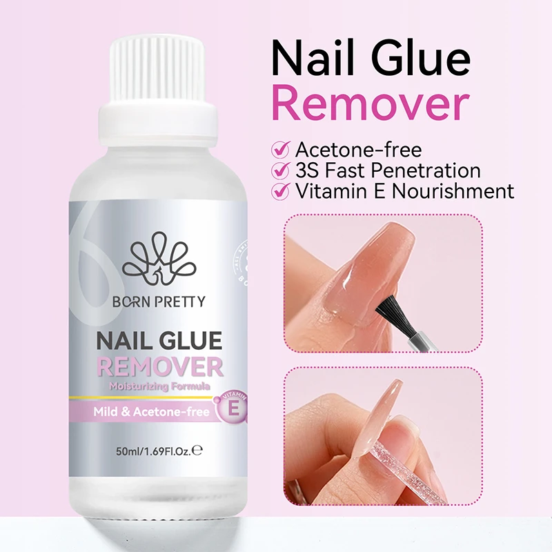 BORN PRETTY 50ml Rimozione colla per unghie 3S Penetrazione rapida Adesivi solidi Rimozione gel Facile da ammorbidire Punte per unghie finte Rimuovi strumenti