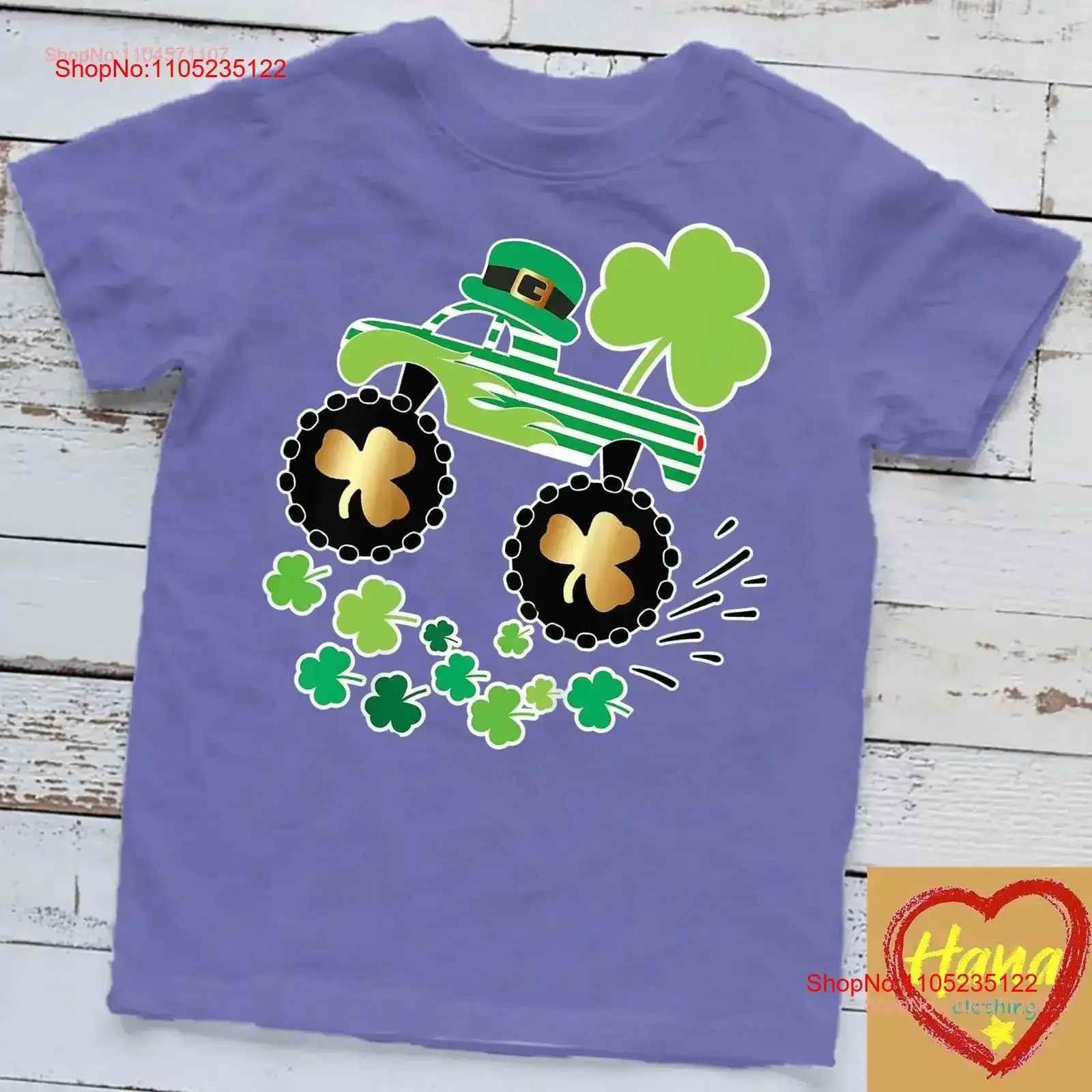 

Kids St Patricks Day Funny for Boys Leprechaun Monster Truck T Shirt vintage Washed Top For Everyday Wear streetwear Soft
