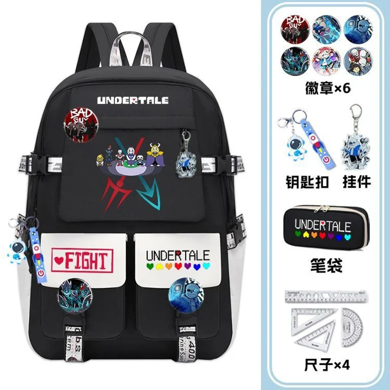 45×31×14cm Black White,Undertale Sans,Student Kids Teens School Bags,Large Capacity Mochilas Anime Backpacks For Girls Boys Gift