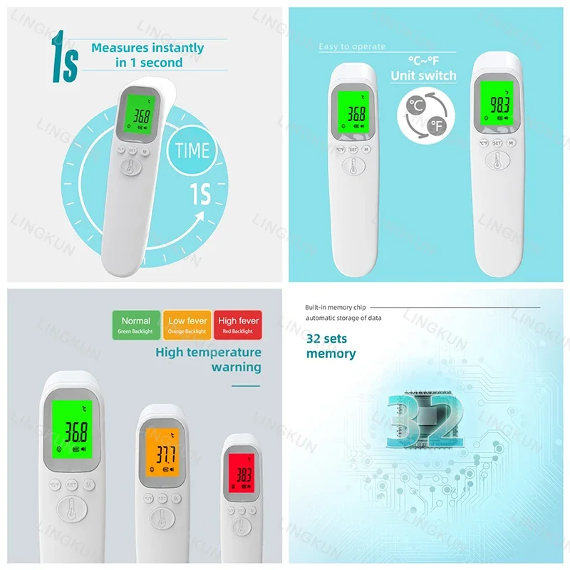 Non-contact Body Temperature Meter Fever for Adult Child Digital Forehead Thermometer Electronic Contactless Clinical Accuracy