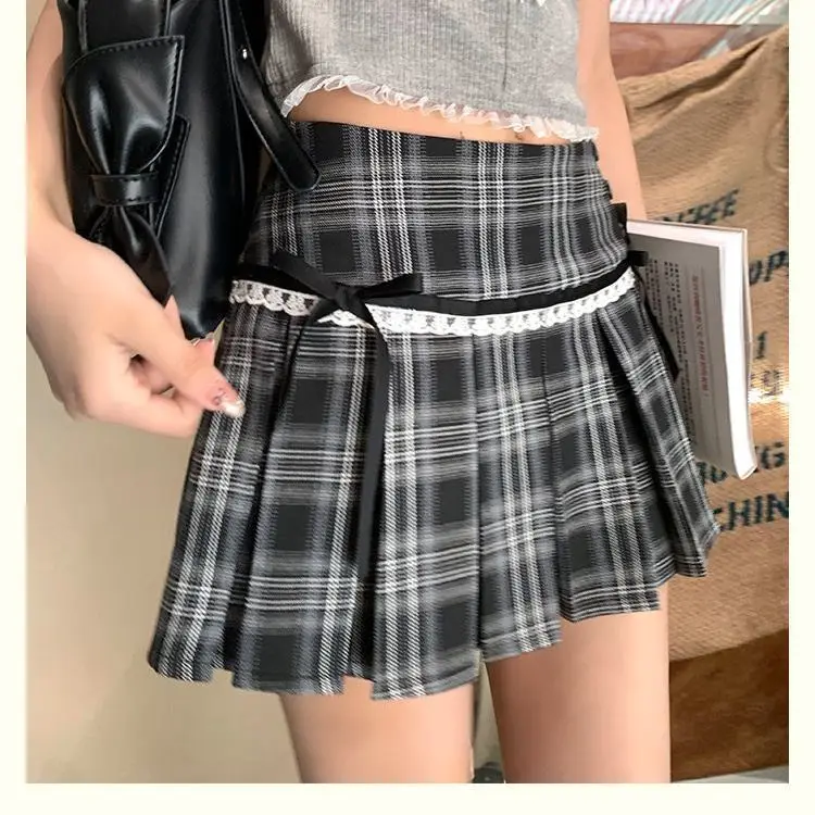 

Японская милая мини-юбка в стиле Y2K, лолита, с рюшами и кружевом, в стиле кавайи, преппи, для женщин, с бантом, в стиле субкультуры, шик