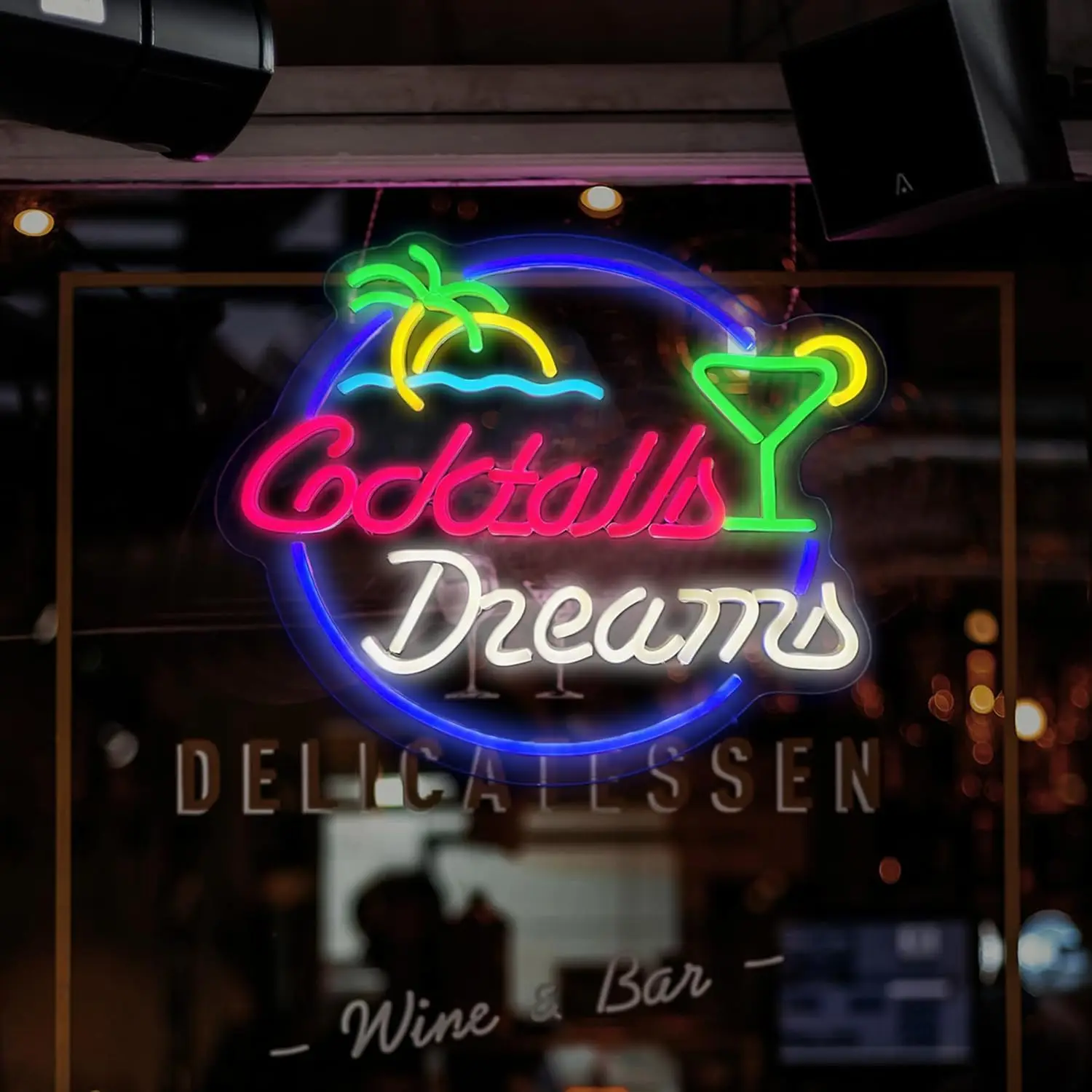 Cocktails Dreams USB Powered Led Neon Sign Dimmable Neon Light Wall Decor For Room Decor Bar Home Room Bedroom