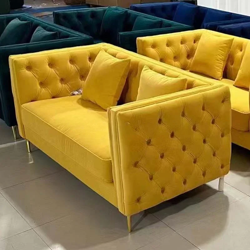 Modern Living Room Sofa Velvet Fabric 3 Seaters chesterfield Sofa