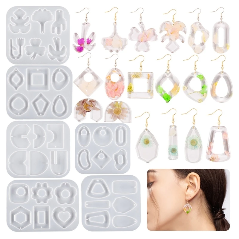 

Portable Silicone Mold DIY Crystal Resin Earrings Casting Molds Irregular Shapes Jewelry Making Moulds for DIY Lovers