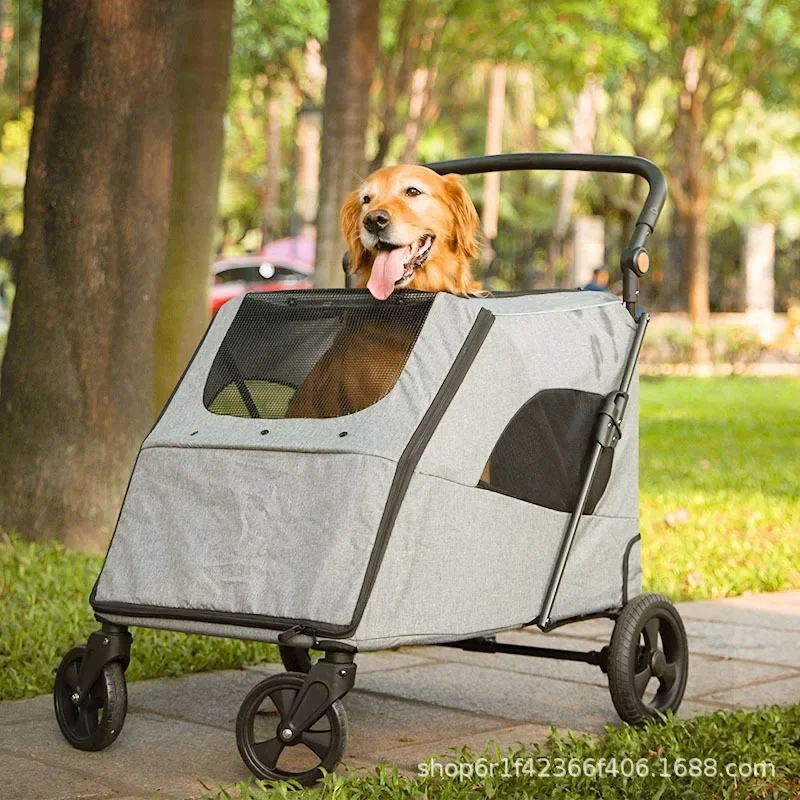 Medium and Large Dogs Pet Carts Load-bearing 75 Kg Elderly Injured and Disabled One-click Folding Dog Cart