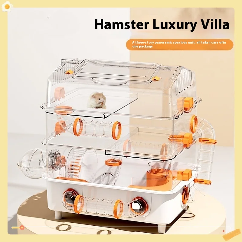Клетка для хомяка, большая роскошная вилла, трехслойное акриловое панорамное прозрачное специальное гнездо «Золотой медведь» Клетка для хомяка, большая роскошная вилла, трехслойное акриловое панорамное прозрачное специальное гнездо «Золотой медведь»