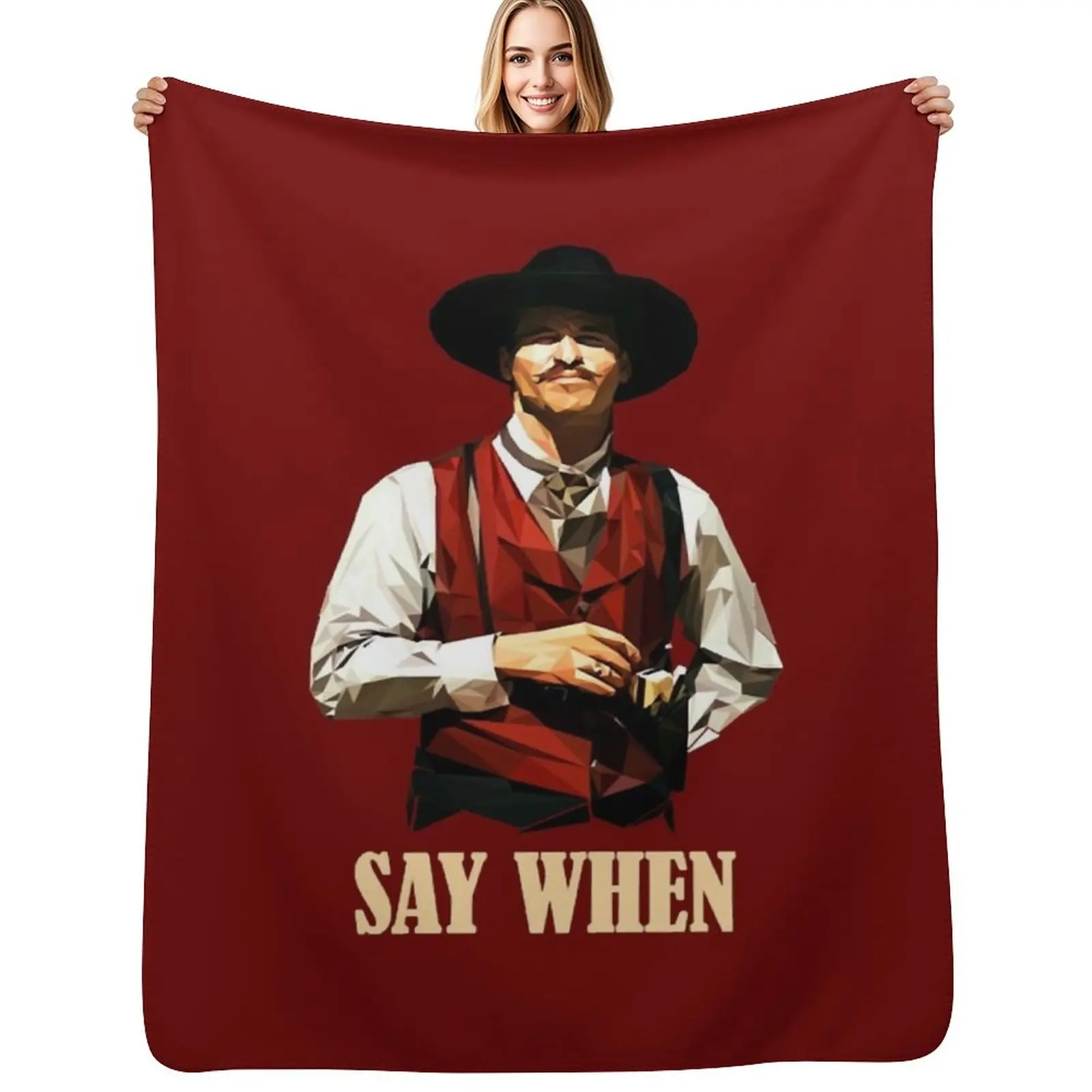 

Doc Holliday Say When Throw Blanket Soft Plush Plaid Thin Thermal Decorative Throw Blankets