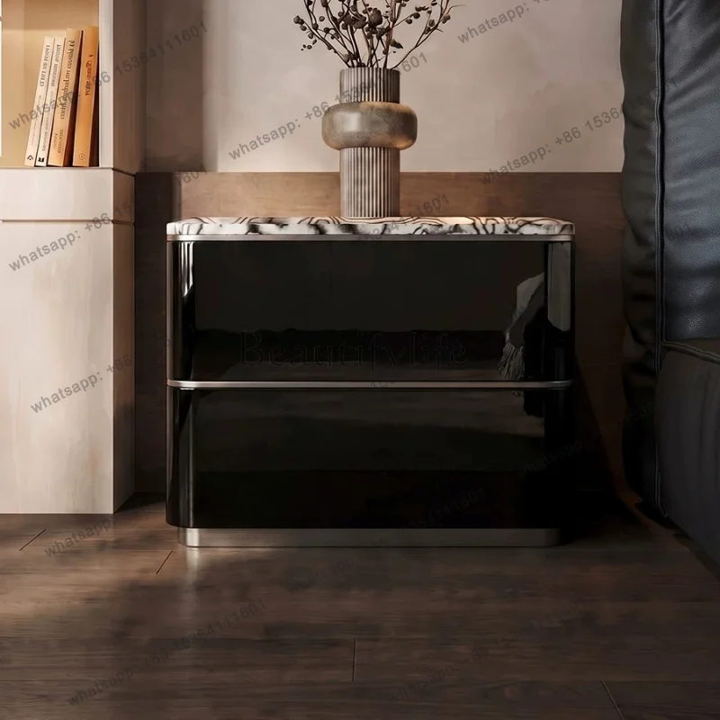 PG Italian light luxury bedside table high sense master bedroom minimalist storage high sense large size side cabinet