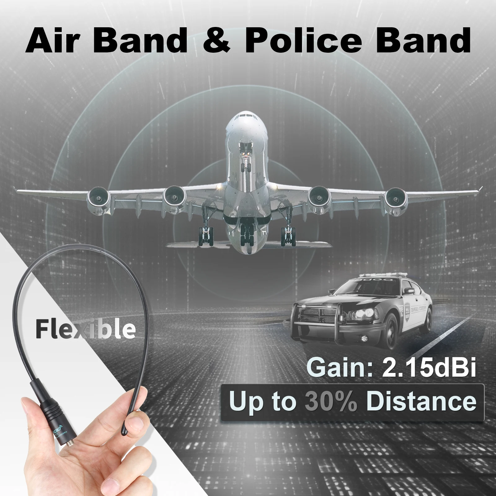 TIDRADIO TD-AM Aviation Band&Police Band Antenna 120/300Mhz for Two Way Radio Walkie Talkies,SMA-Female Air Band Antenna