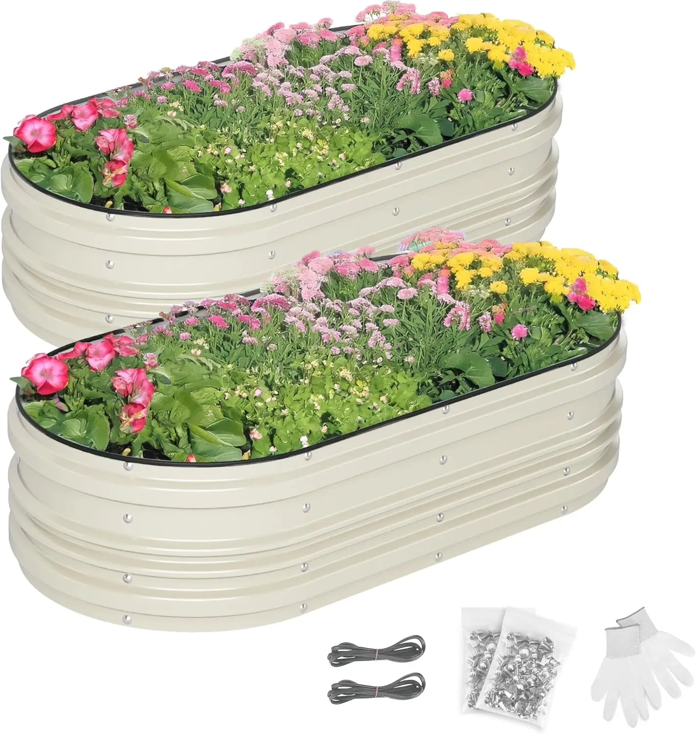 

4x2x1ft Galvanized Raised Garden Bed for Vegetables, Flowers