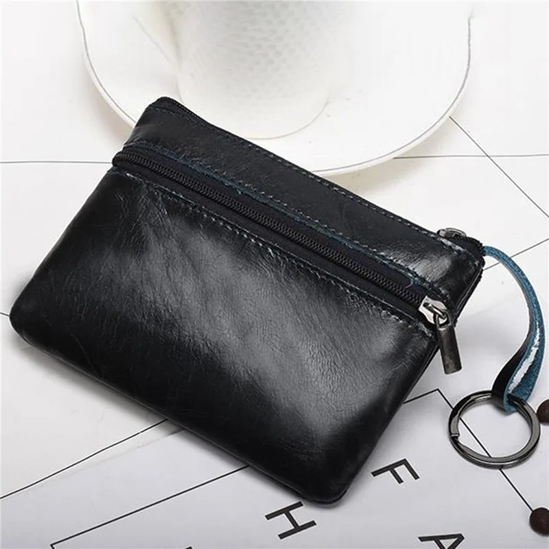 Leather Coin Purse Women Mini Change Purse Kids Coin Pocket Wallets Key Chain Holder Zipper Pouch Card Holder Wallet Solid Color