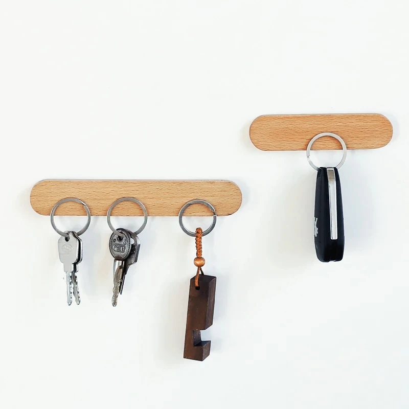 Strong Magnetic Wooden Key Holder, Wall Mounted Key Rack Organizer, Ideal for Home and Office Organization