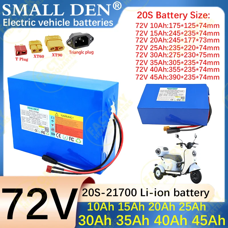 

New 21700 lithium 72V 45Ah 40Ah 35Ah 30Ah 25Ah 20Ah 15Ah 10Ahbattery pack with built-in independent BMS 3800W high-power battery