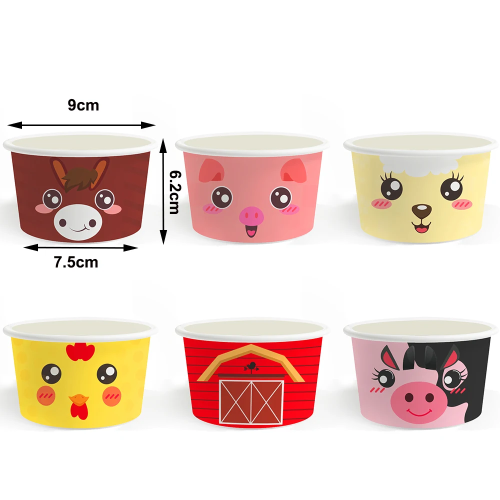 5-30 stücke Bauernhof Tiere Eis Schalen Papier Snack Tassen Einweg Dessert Behandeln Snack Tassen Bauernhof Thema Geburtstag Party gefälligkeiten Dekor – Detail 2