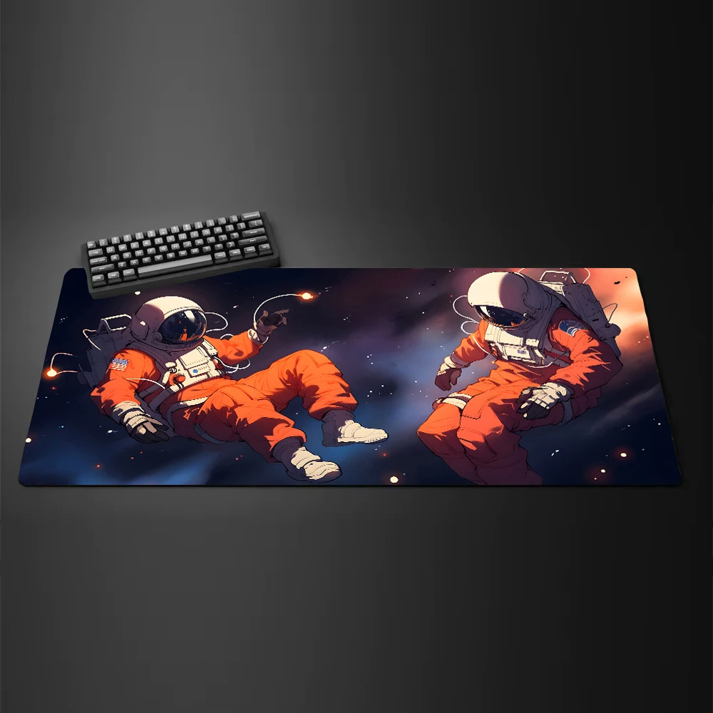 

Astronaut Mouse Pad Black Flowers Office Mat Large Computer Game Home Desk Pads Anti-Slip Gaming Keyboard Long Table MatsXXL rug
