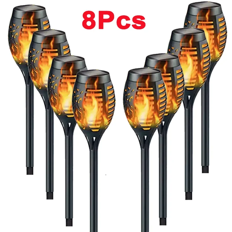 1/2/4/6/8/10Pcs Solar Flamme Fackel Lichter Flackern Licht Wasserdicht Garten Dekoration im Freien Rasen Weg Hof Terrasse Boden Lampen
