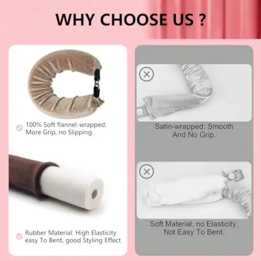 

Overnight Heatless Hair Curler 4 Piece Set Jumbo Flexi Rods Satin Wrapped No Heat Curling Tool For Women