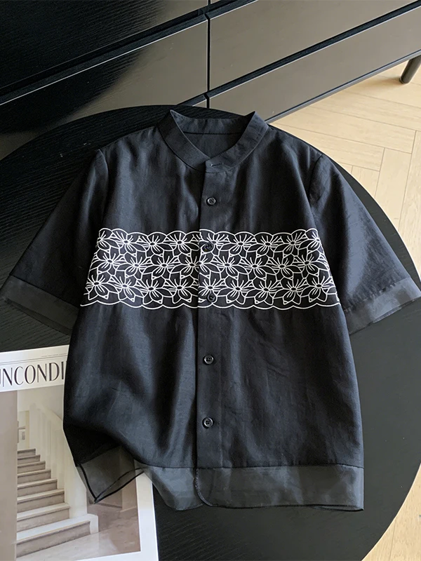 

plus Size Mesh Splice Breathable round Neck Short Sleeve Old Money Style Women's Shirt Summer New Slimming Black Top