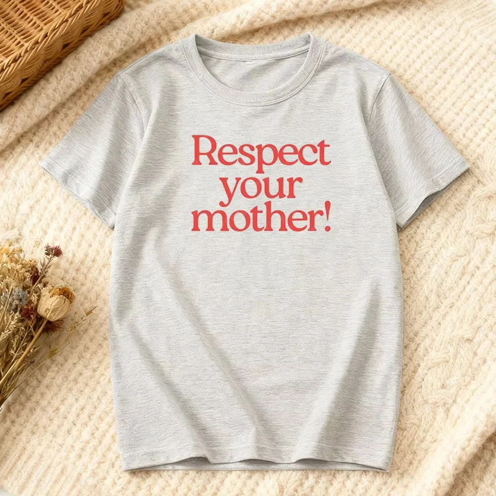 2026 New Respect Your Mother Retro Y2K Tee Funny Mother Day Gift Tshirt Women Crewneck Short Sleeve Modern and Trendy T-shirt