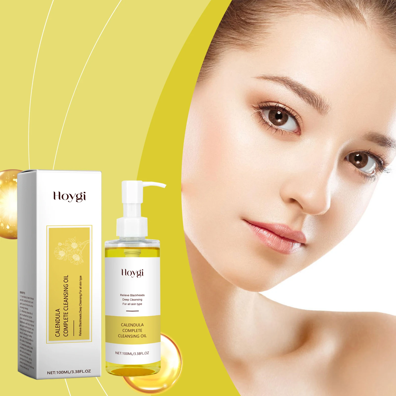 زيت تنظيف هويجي كالندولا، منعش ولطيف، مكياج الوجه، مزيل مكياج العين والشفاه