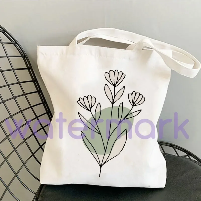 Dahlia Flower Tote Bag Floral Totes Organic Cotton Shopper Shopping Bag Reusable Cute Floral Canvas Tote Wildflowers Beach Bag