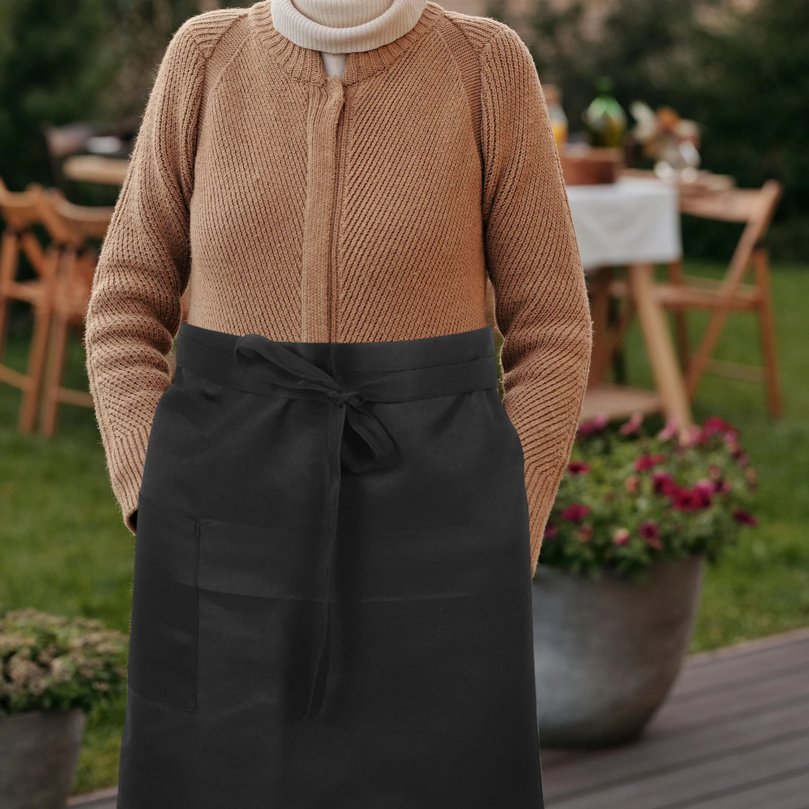Tablier de bistro unisexe demi-longueur, Chef de cuisine, serveur de cuisine, lavage de la vaisselle, enveloppe autour du barbecue, gril, boucher, poche unique