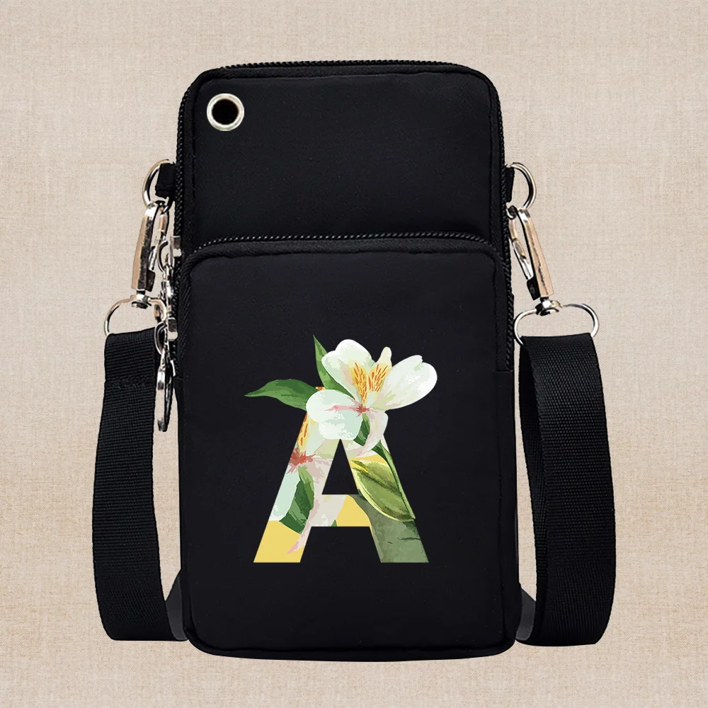 Universal Mobile Phone Case IPhone 13 12 11 Pro Max Case Floral Letter Series Wallet Outdoor Sport Arm Purse Shoulder Bag