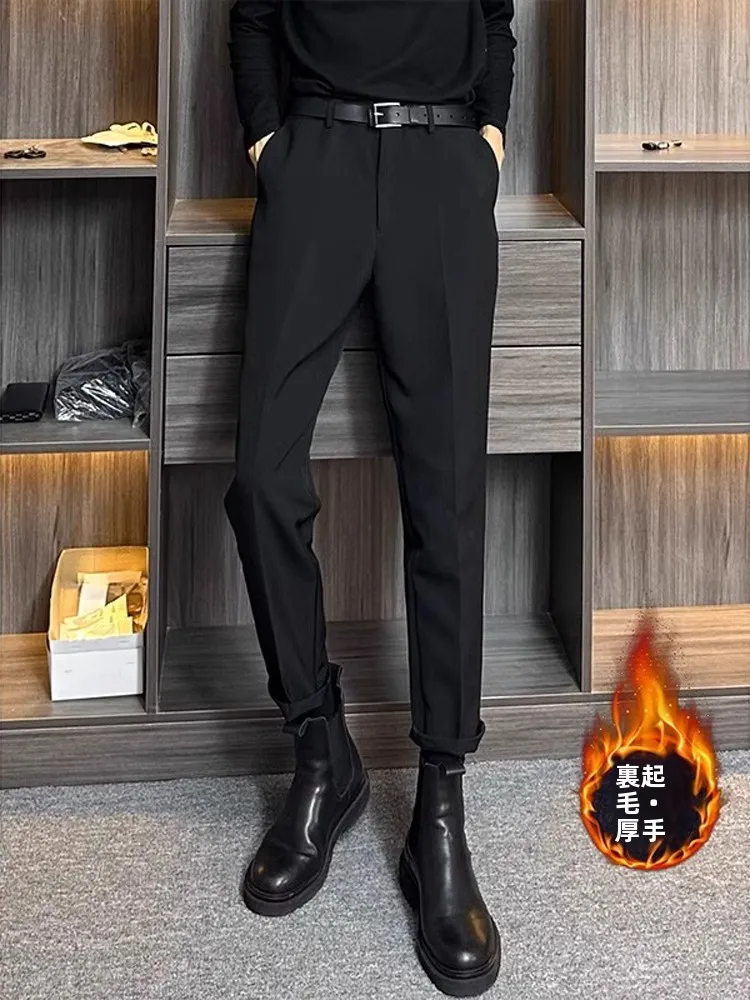 

Мужские утепленные брюки Briti Sle с флисовой подкладкой, прямого кроя, повседневные, осенне-зимние, под ботинки, облегающие, в стиле вест-пэнтс