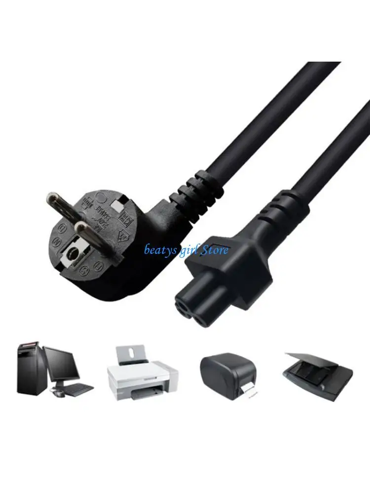 

C7AB EU 2 Slot Power Cable EuroPlug to IEC320 C5 2Prong European Power Cord for Notebook Monitors Extension Cable