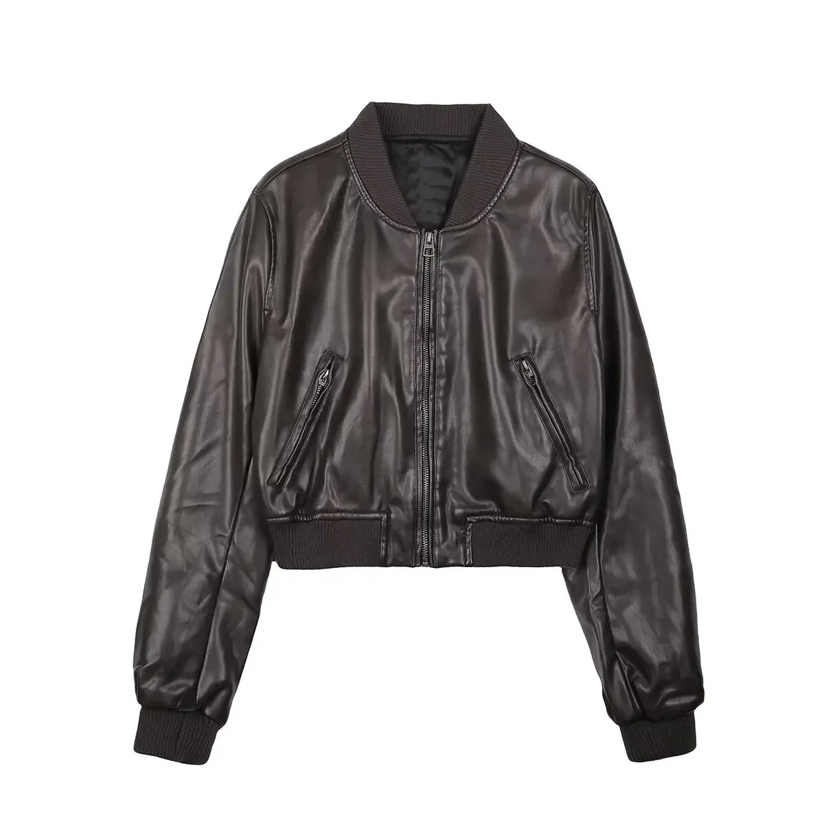 أكمام طويلة سستة نمط قصير نمط الصيف نمط سترة جديدة سترة المرأة سترة الرجعية دراجة نارية #1