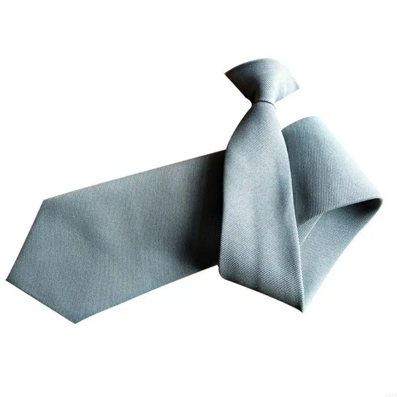 Q5WE Men Women Simple Clip on Tie Uniform Plain Solid Color Pre-Tied Party Necktie