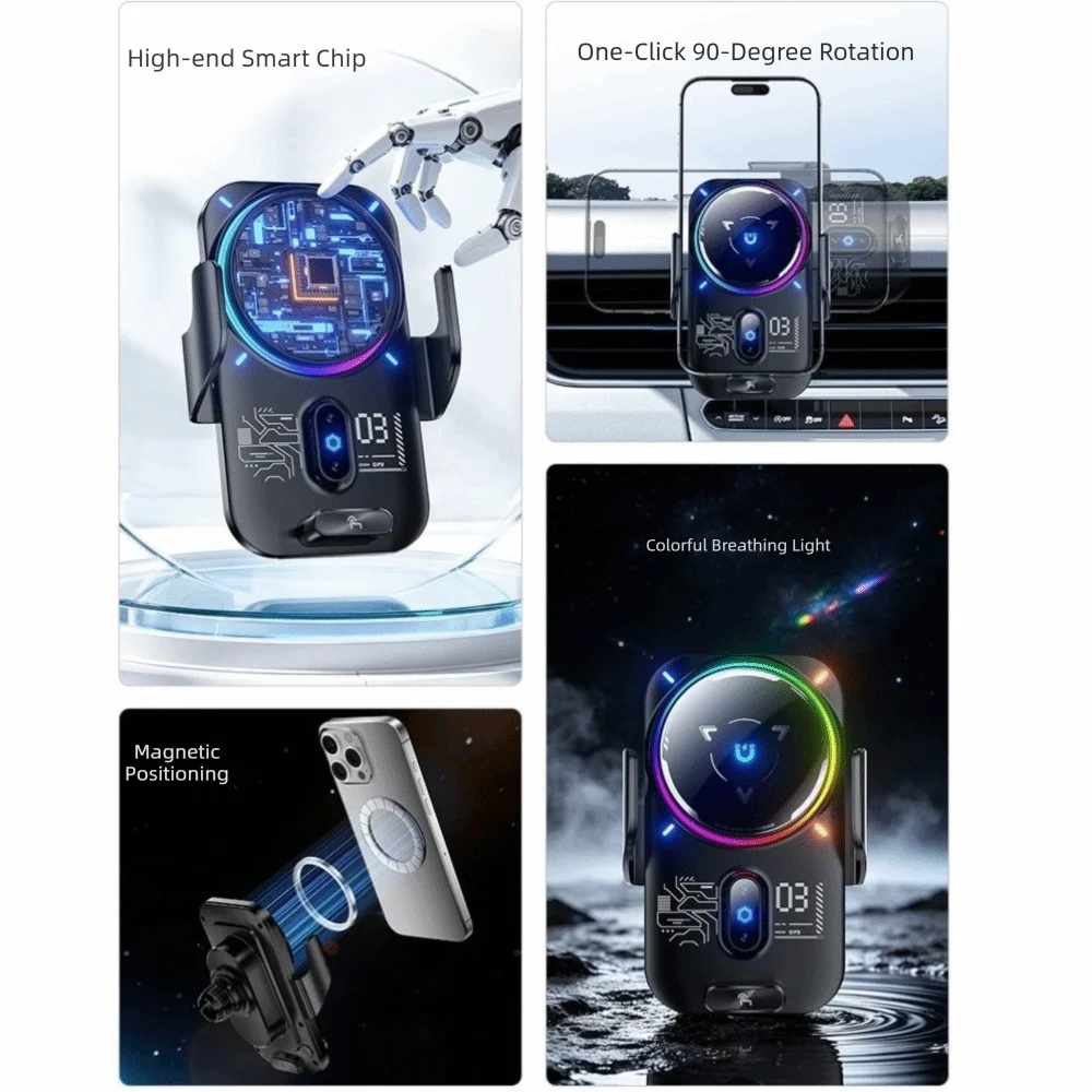 Magnetic Wireless Car Charger Fast Charging Automatic Cooling Car Phone Mount Charger 15W/25W Semiconductor Cooling
