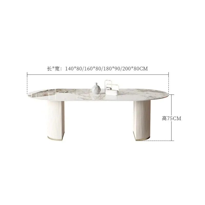 

Cream Style Luxury Stone Glossy Dining Table Modern Minimalist Italian Style For Home Use Oval Suitable For Small Apartments