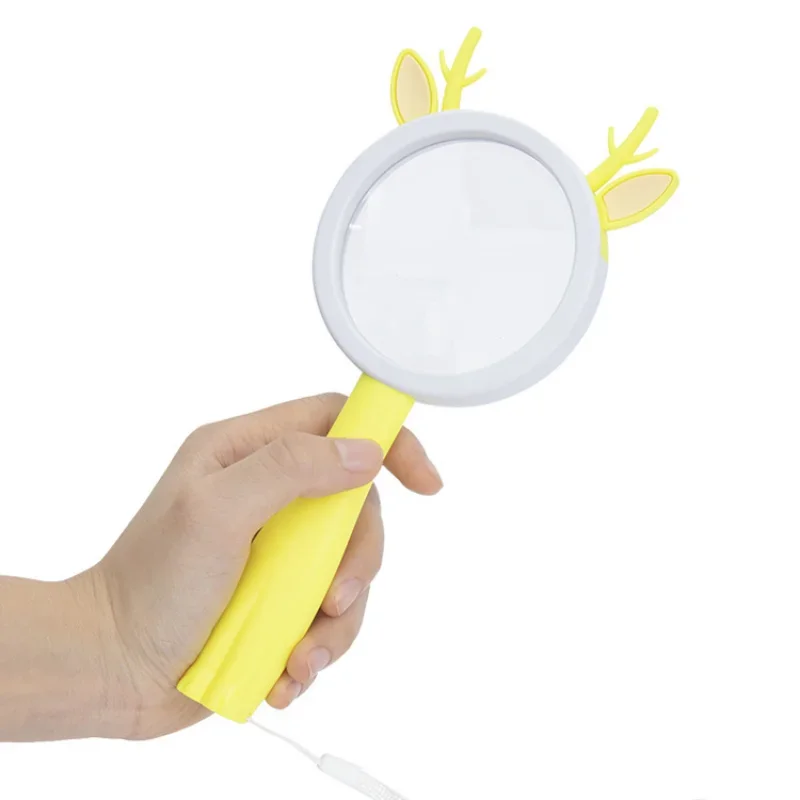 Handheld Children Magnifier 5X 10X Non-slip Magnifying Glass Cute Cartoon Observing Animal Loupe Kindergarten Science Toy Lupa