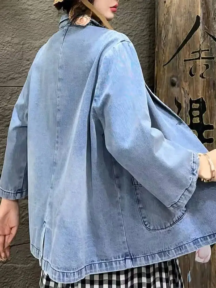 Amax LuluE Summer Classic Soild Denim Jackets Females 2026 Japanese Design Loose Fashion Coats Womens Vintage Leisure Outerwear