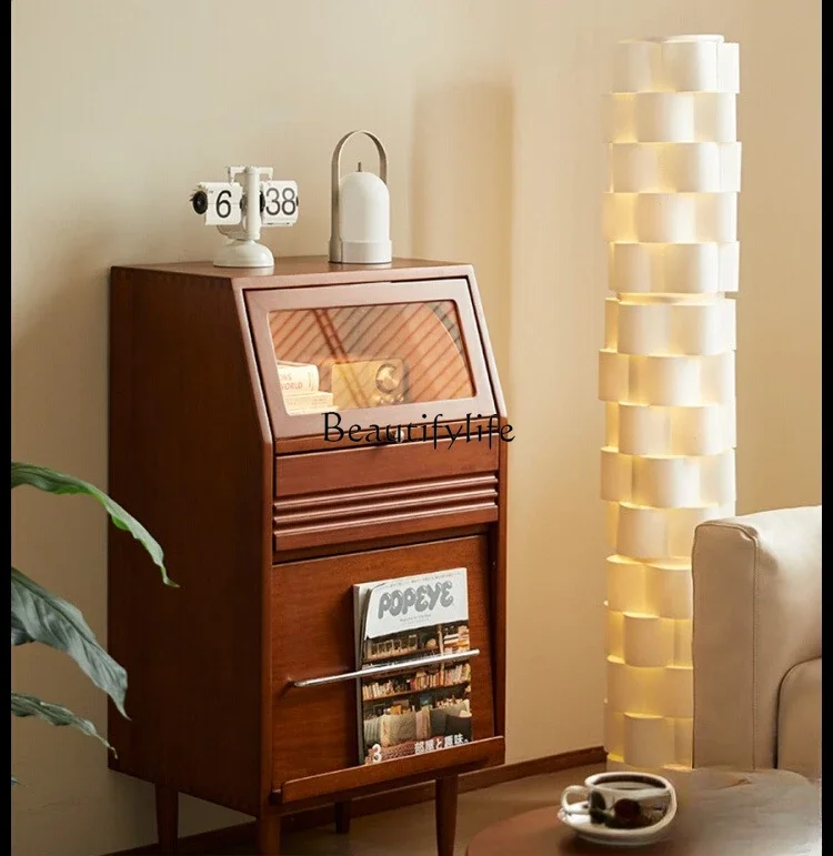

12Nordic Style Small Side Cabinet Retro Japanese Style Standing Cabinet Storage Organizer