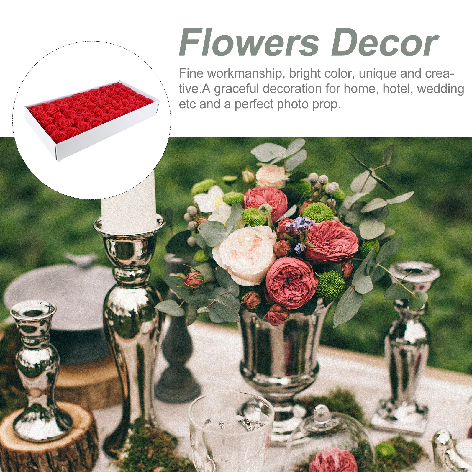 

50Pcs Rose Soap Flowers Beautiful Realistic Artificial Roses Home Wedding Decor Valentine's Day Gift Soap Rose