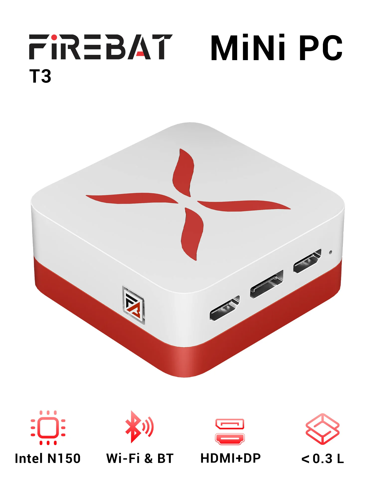 Firebat T3 Mini PC Intel Alder Lake N150 Windows 11 Pro Mini PC 12GB DDR4 M.2 512GB PCIe SSD WiFi 5 BT4.2 computadora de escritorio