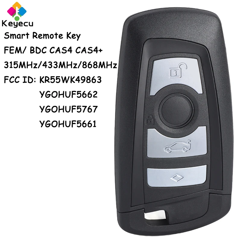 

KEYECU Smart Remote Control Car Key With 4 Buttons 315MHz/ 433MHz/ 868MHz PCF7945 Chip Fob for BMW F Chassis FEM BDC CAS4 CAS4+