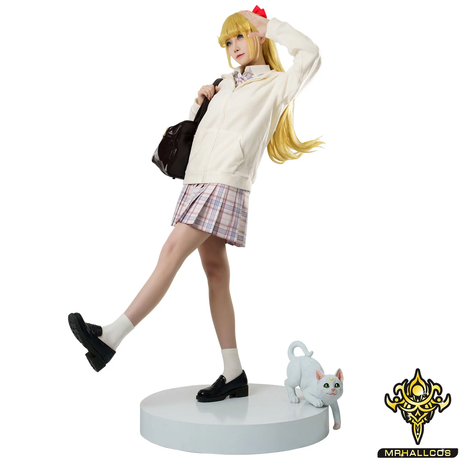 MRHALLCOS Anime Cosplay Sailor Venus Moon Minako Aino White Cat Artemis Jacket Costume Halloween Party Kid Adult Women Plus Size