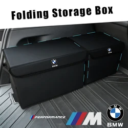 Car Trunk Storage Bag Leather Camping Box Collapsible Auto Emblem Organizer Accessories For BMW M Performance M5 E36 E60 E90 E46