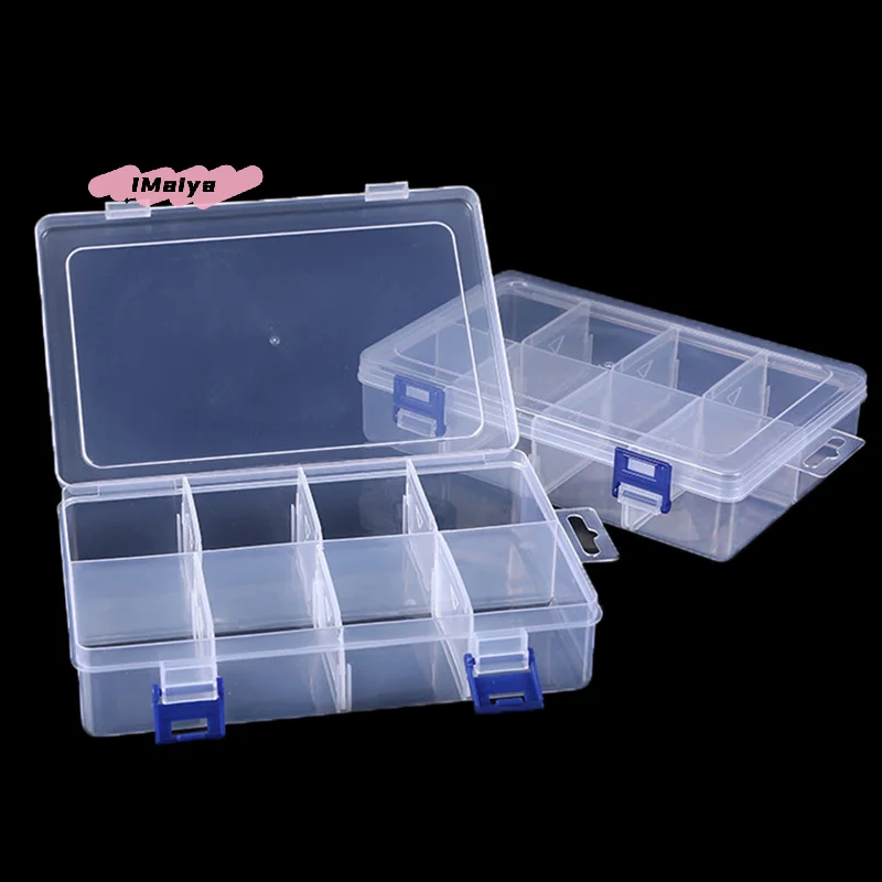 M-Multifunctional Box Case 20*13.5*4.5cm Large 8 Grids Plastic Storage Box Screw Electronic Component Transparent Organizer Box
