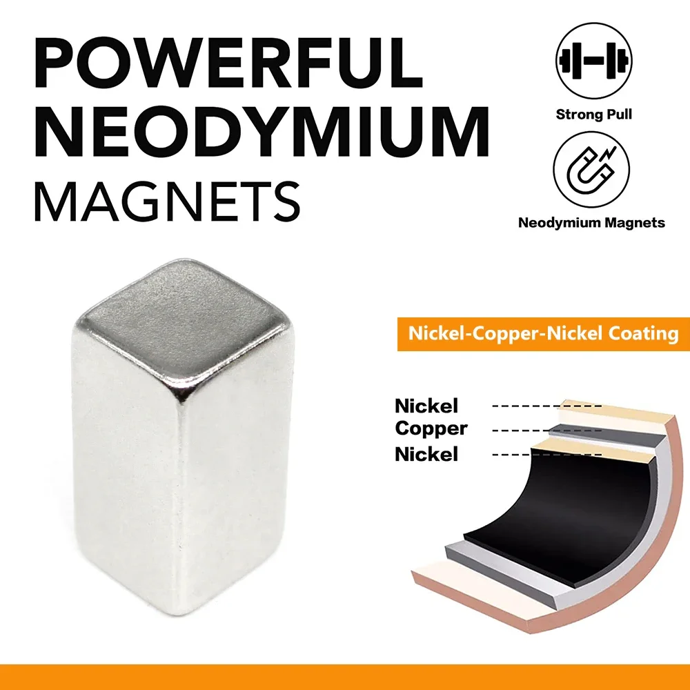 Retangular Forte Poderoso Ímãs, N35, Bloco, Terra Rara, Ímã de Neodímio, 20x10x10mm, 1-30Pcs