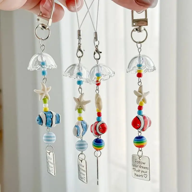 

Cute Cartoon Lucky Fish Starfish Keychain, Anti-lost Phone Lanyard & Wind Chime Bag Pendant