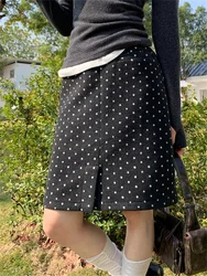 Alien Kitty Chic Polka Dots Mid-Length Skirts Women Vintage Casual Office Lady High Street Elegant All Match Fashion Spring