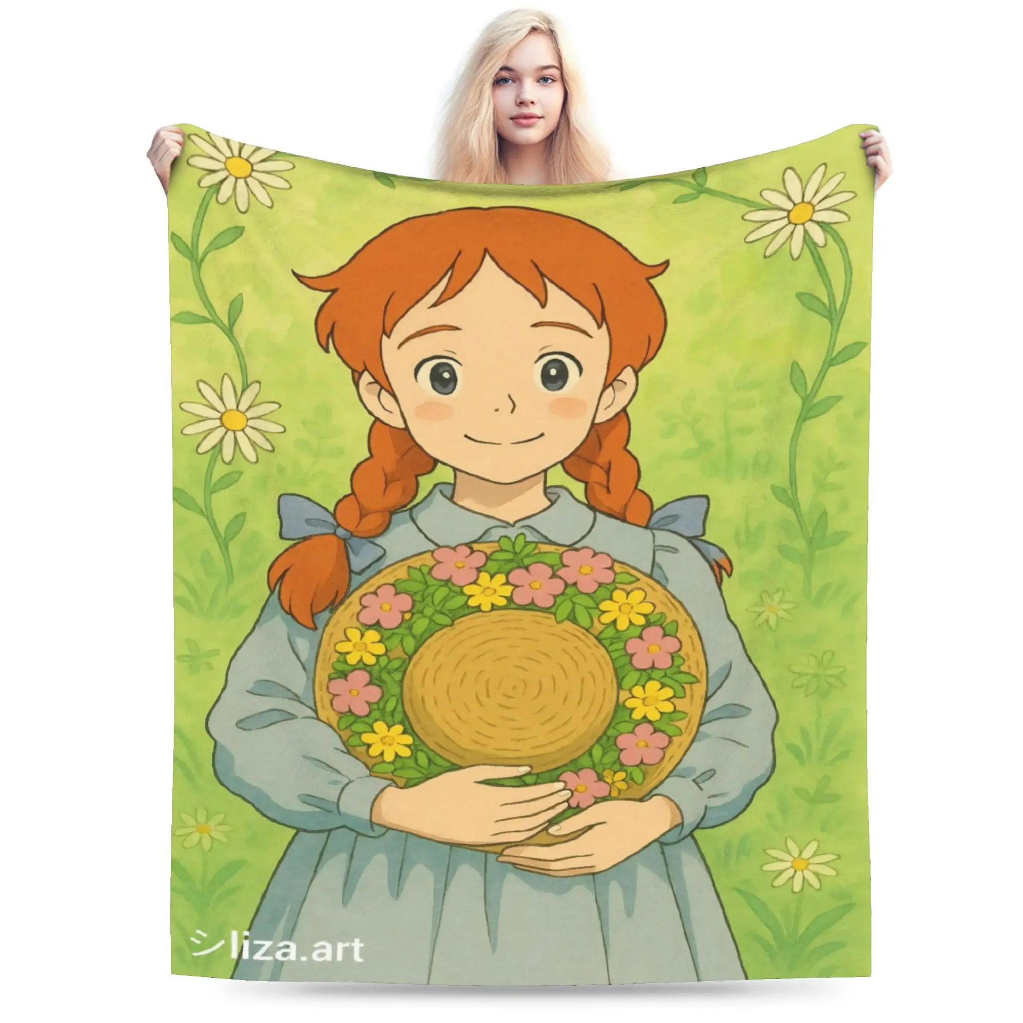 New Arrival A-Anne Shirley Cartoon Blanket Soft Fleece  Comfortable Throw Blanket Machine Washable