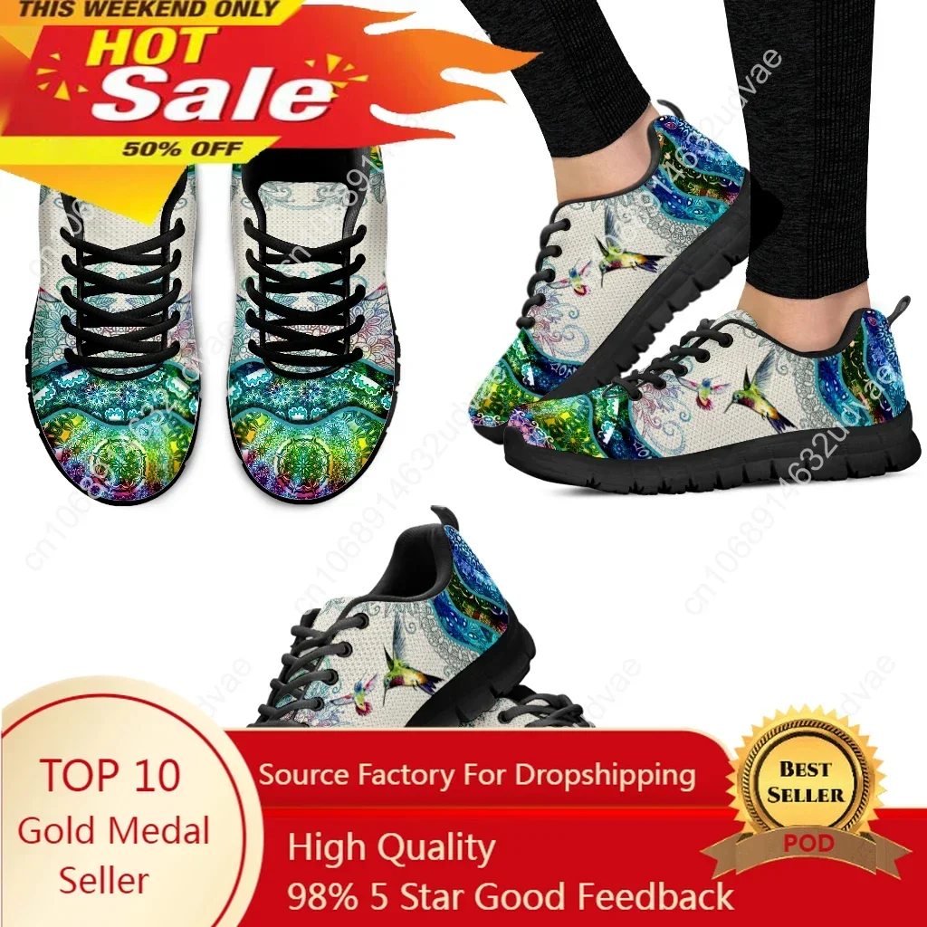 

Gorgeous Marble Design Green Hummingbird Print Lightweight Lace-up Shoes Fashion Casual Shoes Basketball Shoes